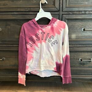 Justice size 8 Pink and White Tie-Dye Hoodie